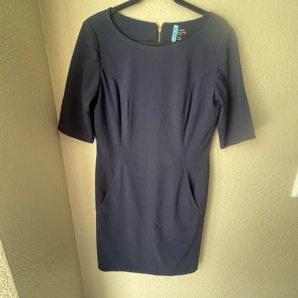 Tahari Navy Blue Dress. Size 6P